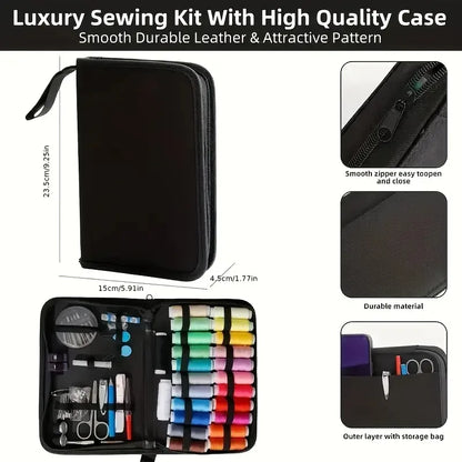 Portable Sewing Kit with Threads, Needles, Scissors, Buttons, Complete Sewing Tools Set for Home Travel Emergency Repair