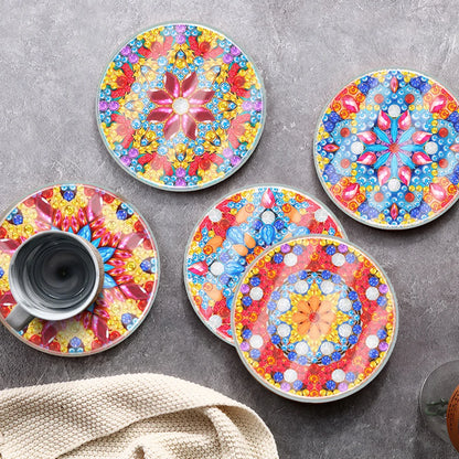 6PCS Diamond Painting Crafts Coaster Small Monster Acrylic Butterfly Washable with Holder for Adults  Beginner Gift Supplies