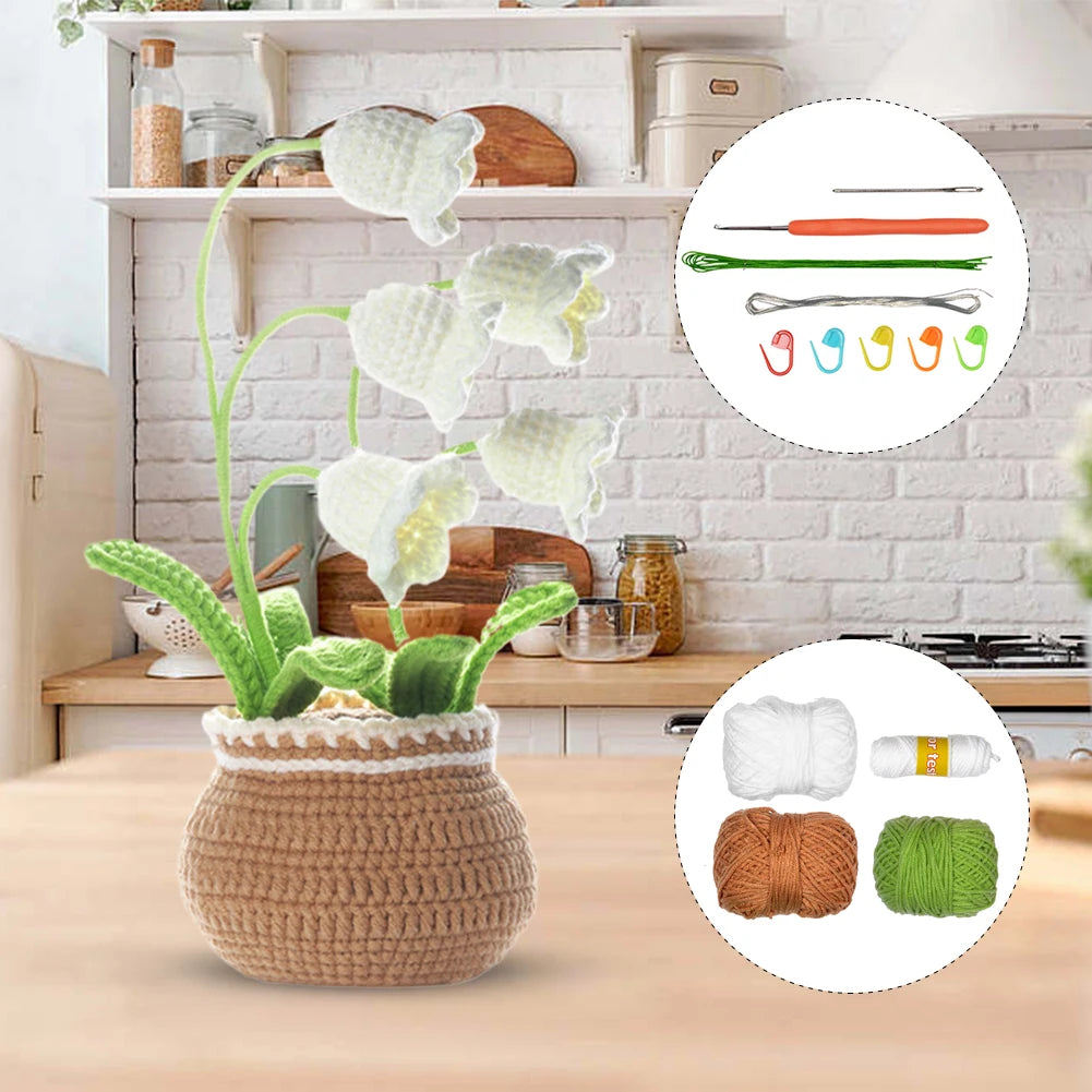 Potted Plant Crochet Kit DIY Crochet Starter Kit with Step-by-Step Video Tutorials Knitting Crocheting Kit for Adults