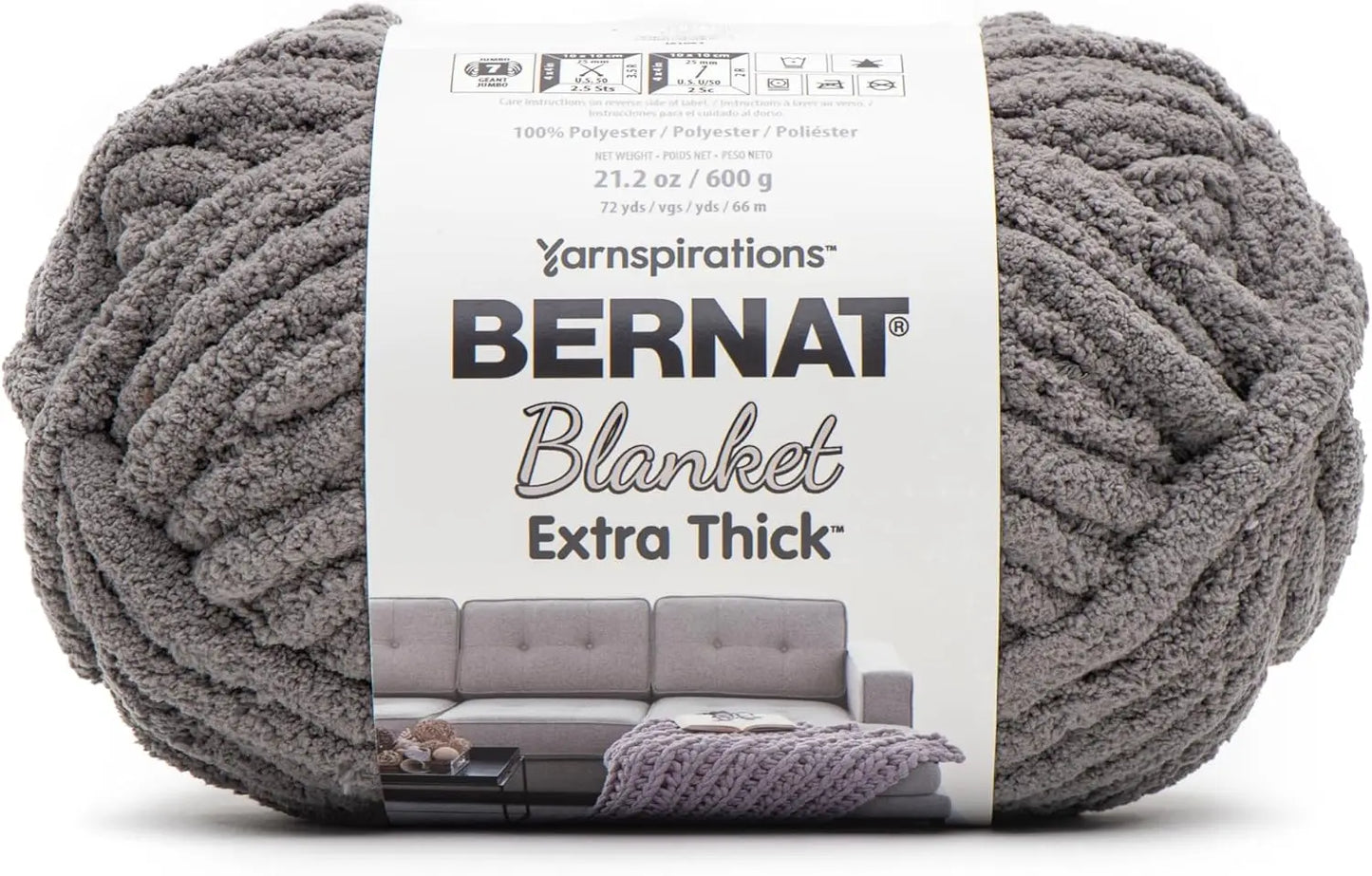 Extra Thick Chunky Yarn - 21.12oz/600g Dark Gray Polyester for Knitting Crochet Crafts