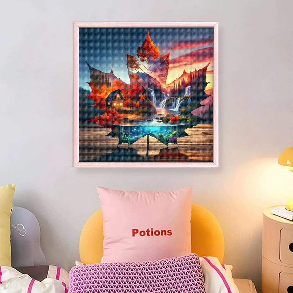 Scenery Printed Cross Stitch Kit 40x40cm DIY 11CT Embroidery Craft Set Decor
