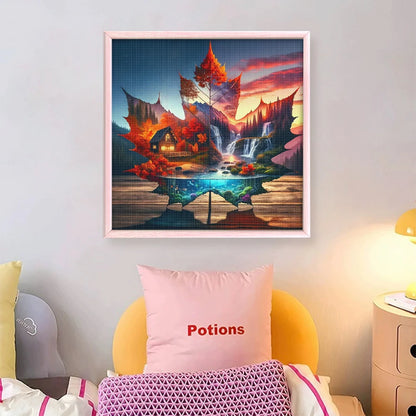 Scenery Printed Cross Stitch Kit 40x40cm DIY 11CT Embroidery Craft Set Decor