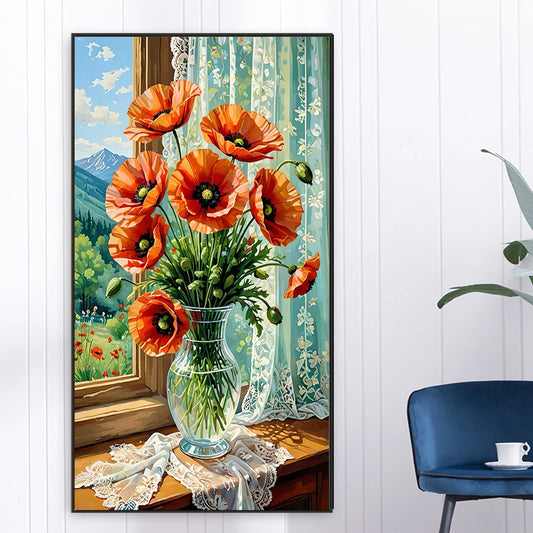 Poppy 5D DIY Diamond Art Painting Kits for Home Wall Decoration 40x70cm
