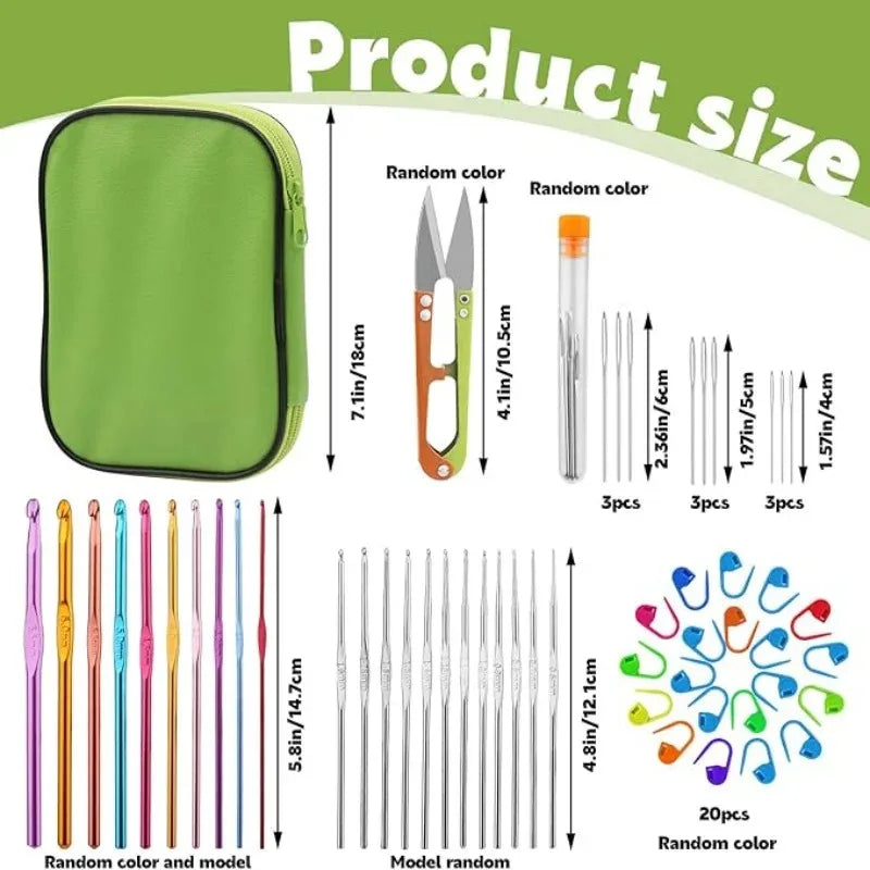 54 Pcs Crochet Needles Set, Knitting Needles Blunt Needles Stitch Marker Kit With Storage Case,DIY Hand Knitting Tools