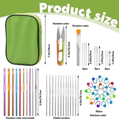 54 Pcs Crochet Needles Set, Knitting Needles Blunt Needles Stitch Marker Kit With Storage Case,DIY Hand Knitting Tools
