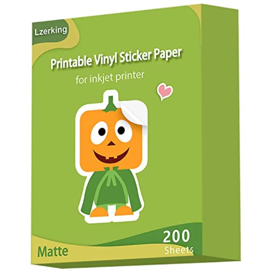 Premium Printable Vinyl for Inkjet Printer Sticker Papers Matte 8.5''x11'' Waterproof White Lables Decal Paper for Cricut