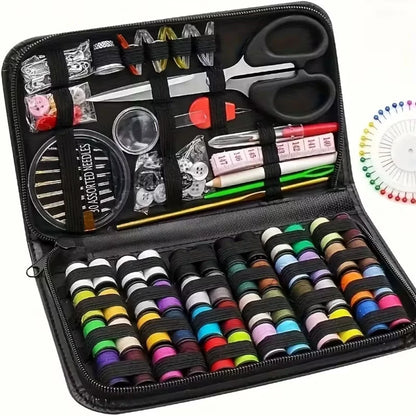 172/27pcs/set Sewing Kit with Threads Needles Scissors Tape Measure Buttons Storage Bag Portable Travel Sewing Box Tools