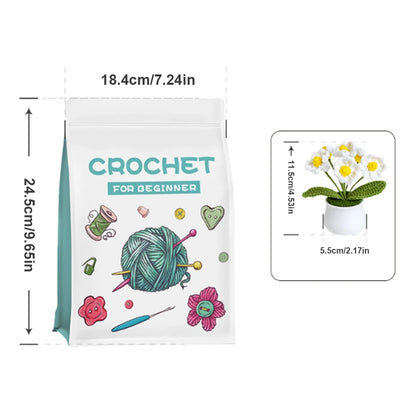 4Pcs Potted Plants Crochet Starter Kit DIY Knitting Crocheting Kit with Step-by-Step Video Tutorials for Beginners Adults