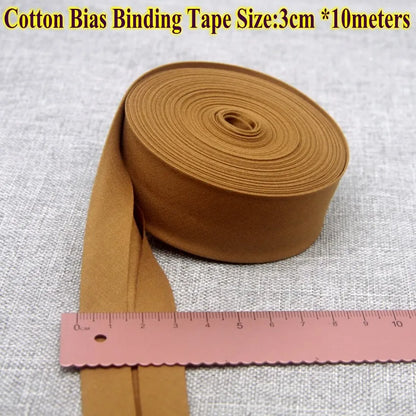 30mm x 10m Cotton Bias Binding Tape DIY Handmade Sewing for Children's clothing quilts tablecloth edge strip