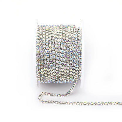 SS6 SS8 SS12 Sewing Red Glass Rhinestone Chain Trim Strass Cup Chain Crystal Ribbon Banding For Clothes DIY Crafts