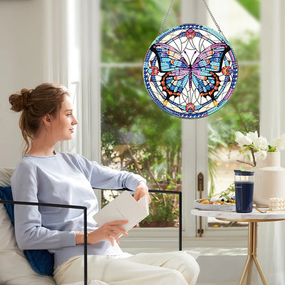 2pcs Butterfly Theme 2D Flat DIY Diamond Art Pendant Decor for Home & Window