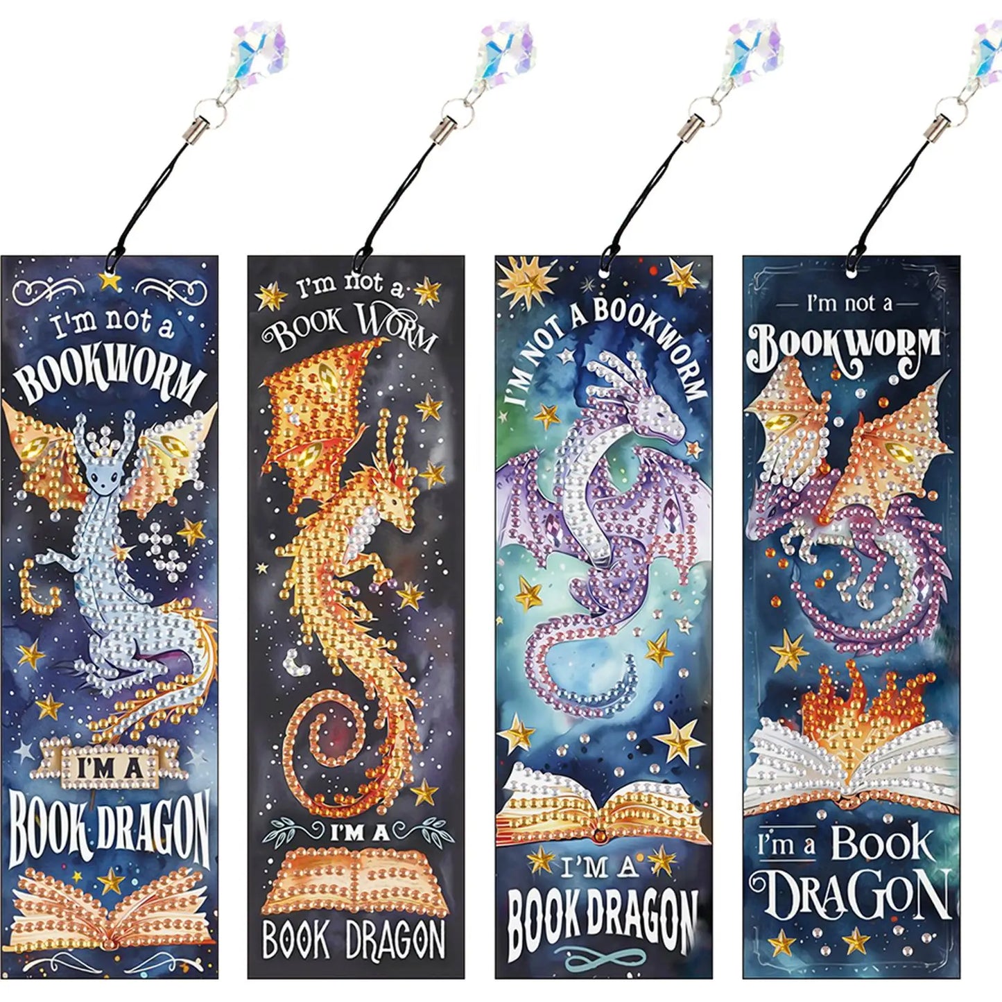 4Pcs Special Shape Book Dinosaur DIY Bookmarks Diamond Painting Kits Diamond Painting Bookmark Making Kit for Adults Beginners