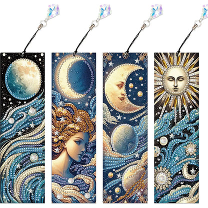 4Pcs Special Shape Book Dinosaur DIY Bookmarks Diamond Painting Kits Diamond Painting Bookmark Making Kit for Adults Beginners