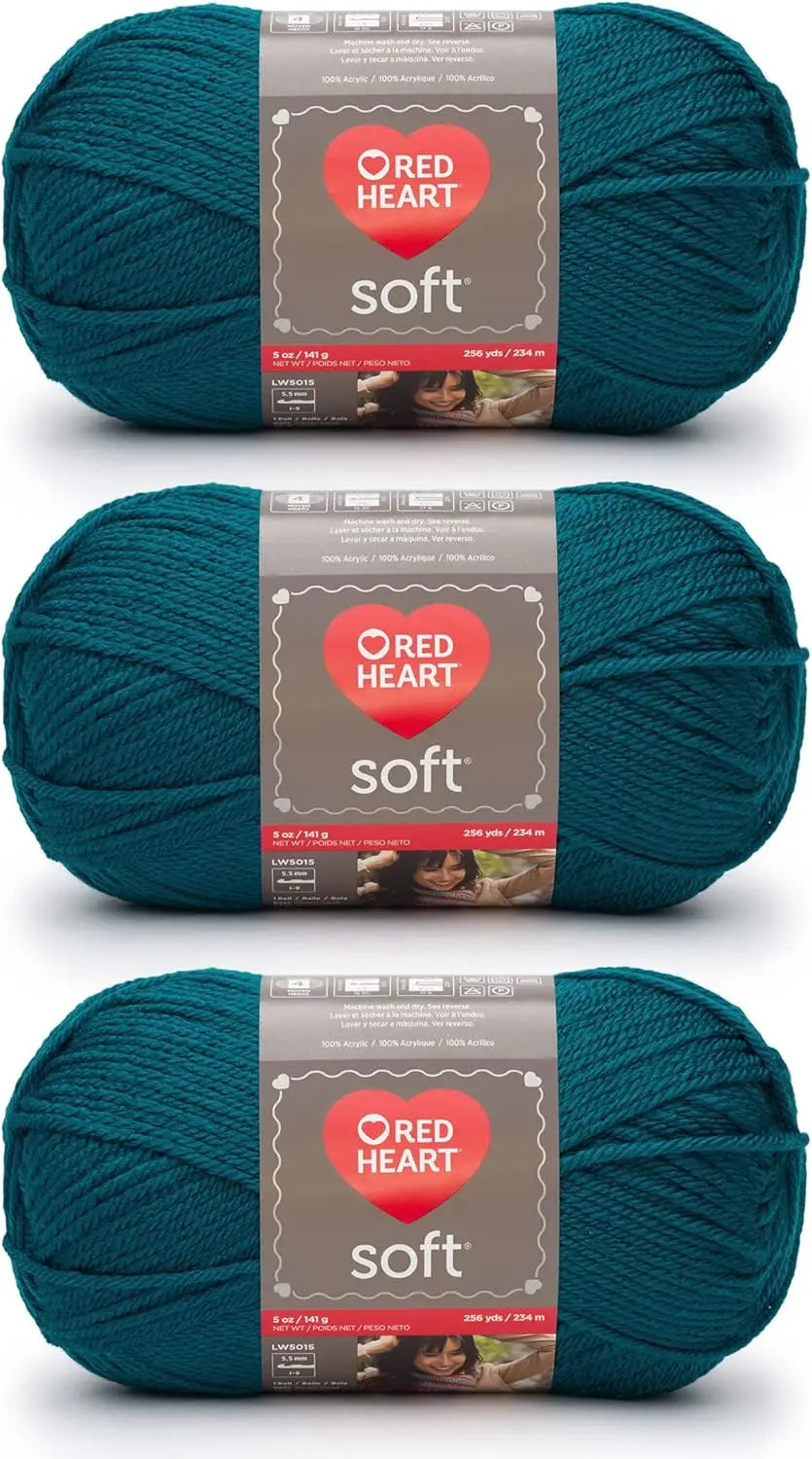 Soft Teal Acrylic Yarn - 3 Pack, 141g Each, Worsted Weight for Knitting and Crochet Projects