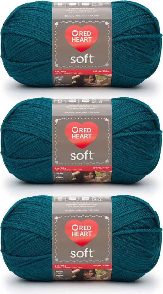 Soft Teal Acrylic Yarn - 3 Pack, 141g Each, Worsted Weight for Knitting and Crochet Projects
