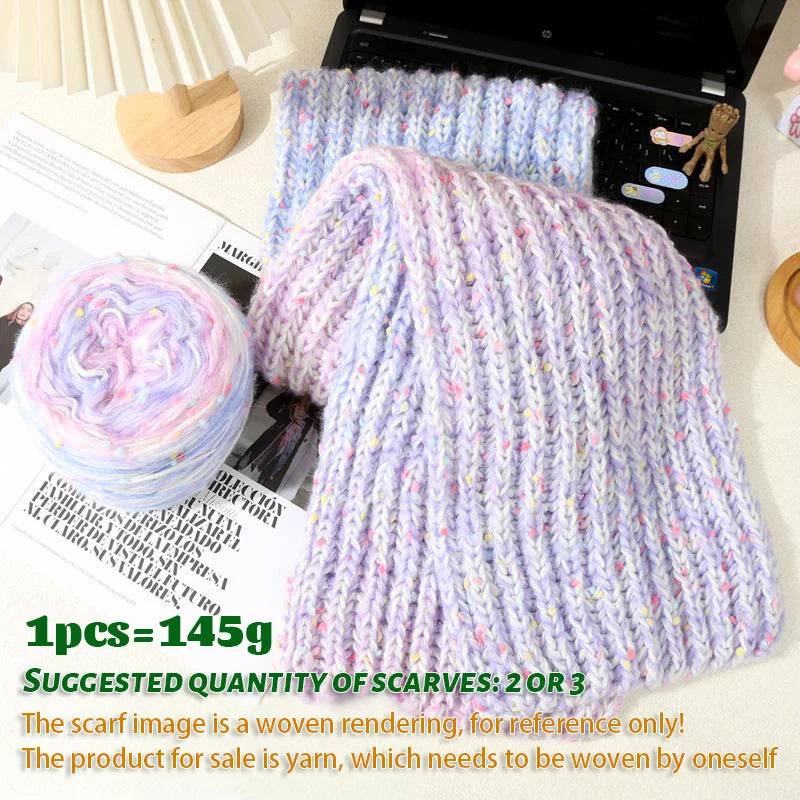145g couple scarf yarn color dot bean gradient long dyeing hand woven men's and women's fashionable scarf hat yarn ball