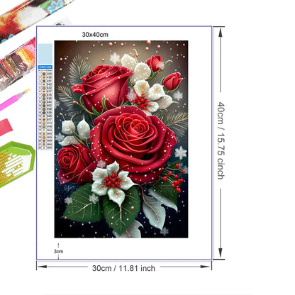 5D DIY Rose Diamond Painting Kit Full Round Embroidery Mosaic Flower Handmade Gift Home Decor 12x16inch