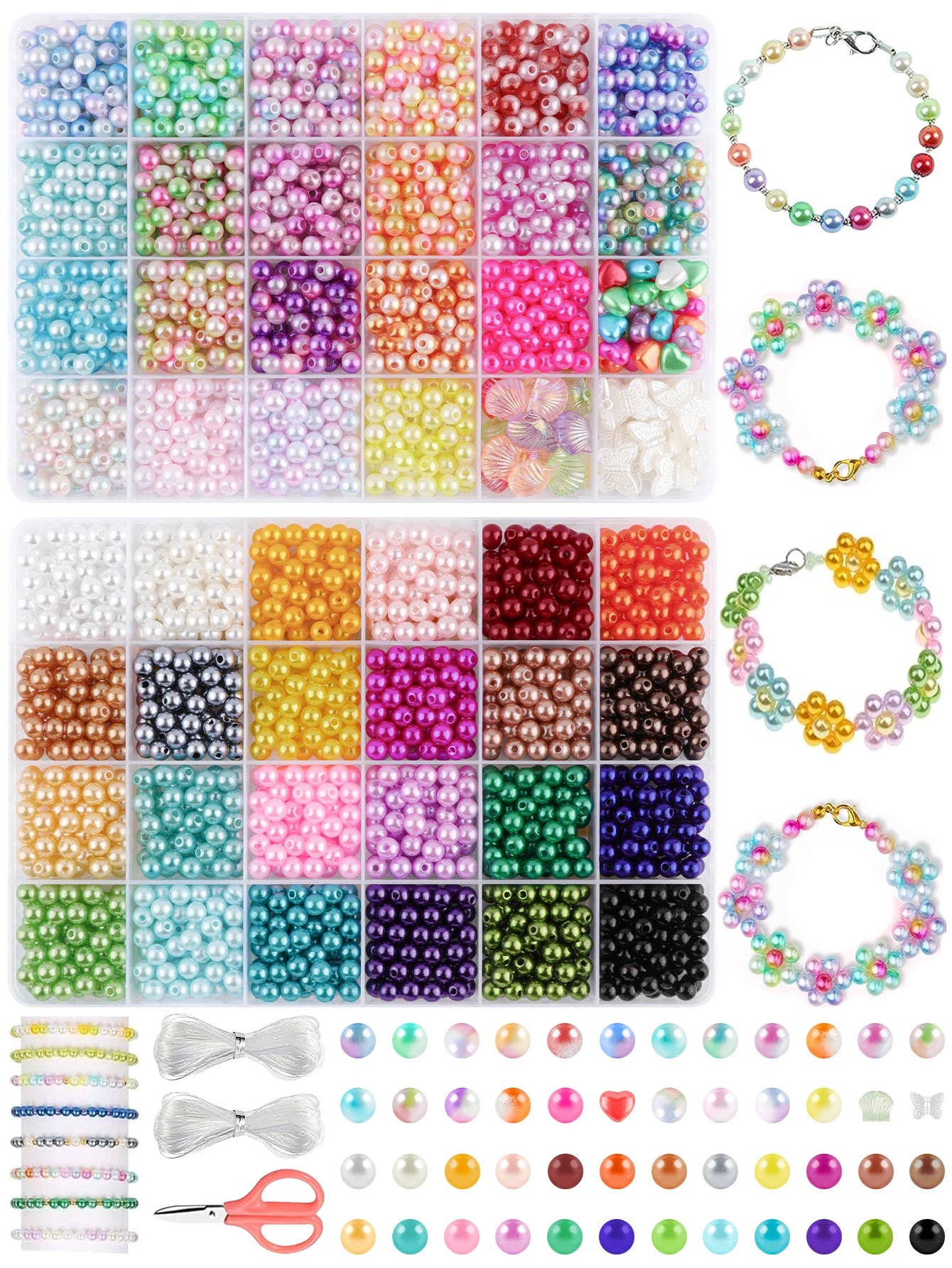 und Bead Set With Hole ABS Imitation Pearl Beads For DIY Crafts Making Sewing Garment Decoration Bead