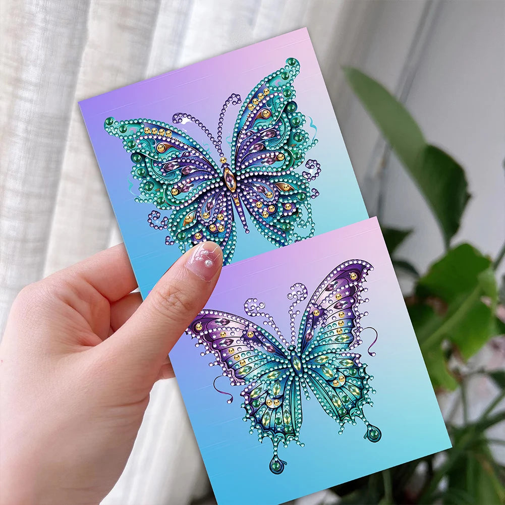 6 Pcs Diamond Drawing Card Butterfly Special Shape Diamond Painting Birthday Thank You Cards Kits Christmas for Adults and