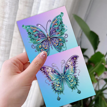 6 Pcs Diamond Drawing Card Butterfly Special Shape Diamond Painting Birthday Thank You Cards Kits Christmas for Adults and