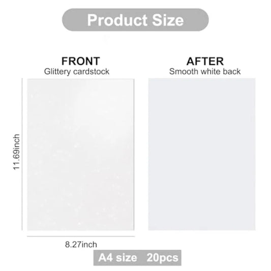 A4 8.5 x 11 inch White Glitter Cardstock 250GSM Sparkly Craft Paper for Cricut Scrapbook Card Making DIY Art Projects Party Dec