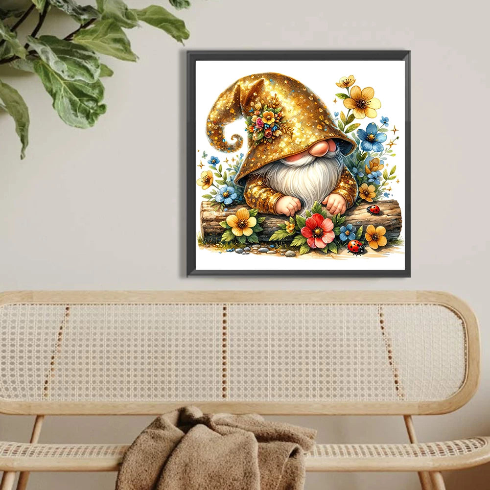 Gnome 5D DIY Full Drill Round Diamond Painting Kit for Home Wall Decoration