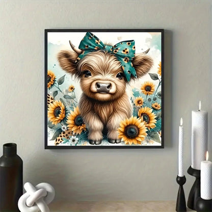 5D Diamond Painting Kit for Adults, DIY Highland Cow Full Round Gem Crystal Art, Home Wall Decor 12x12 Inches