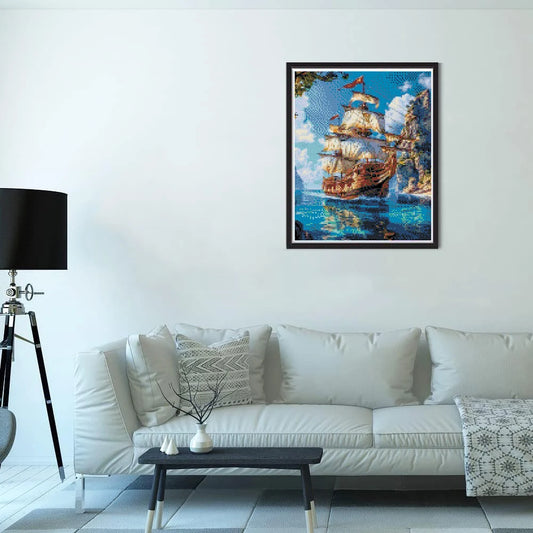 5D DIY Sailboat Diamond Paintings Kit Landscape New Collection Mosaic Mountain Diamond Embroidery Kits Decorative Paintings