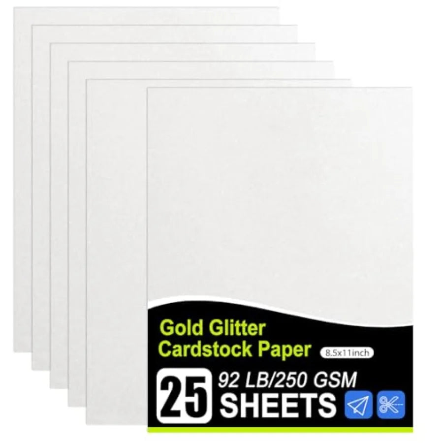 Glitter Cardstock 25 Sheets White Cardstock for Cricut Crafts