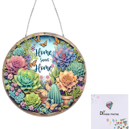 Acrylic Diamond Painting Home Decor 5D DIY Diamond Painting Dots Pendant Rhinestone Diamond Art Window Pendants for Window Decor