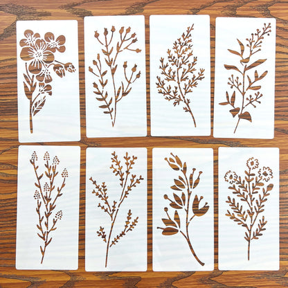 18 Pcs DIY Flower Painting Stencils, Reusable Plastic Templates for Wood, Fabric, Paper - Spray Paint & Graffiti Craft Supplie