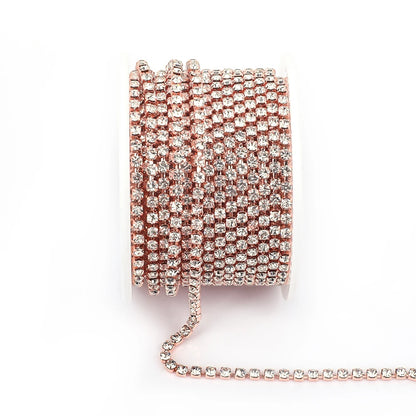 SS6 SS8 SS12 Sewing Red Glass Rhinestone Chain Trim Strass Cup Chain Crystal Ribbon Banding For Clothes DIY Crafts