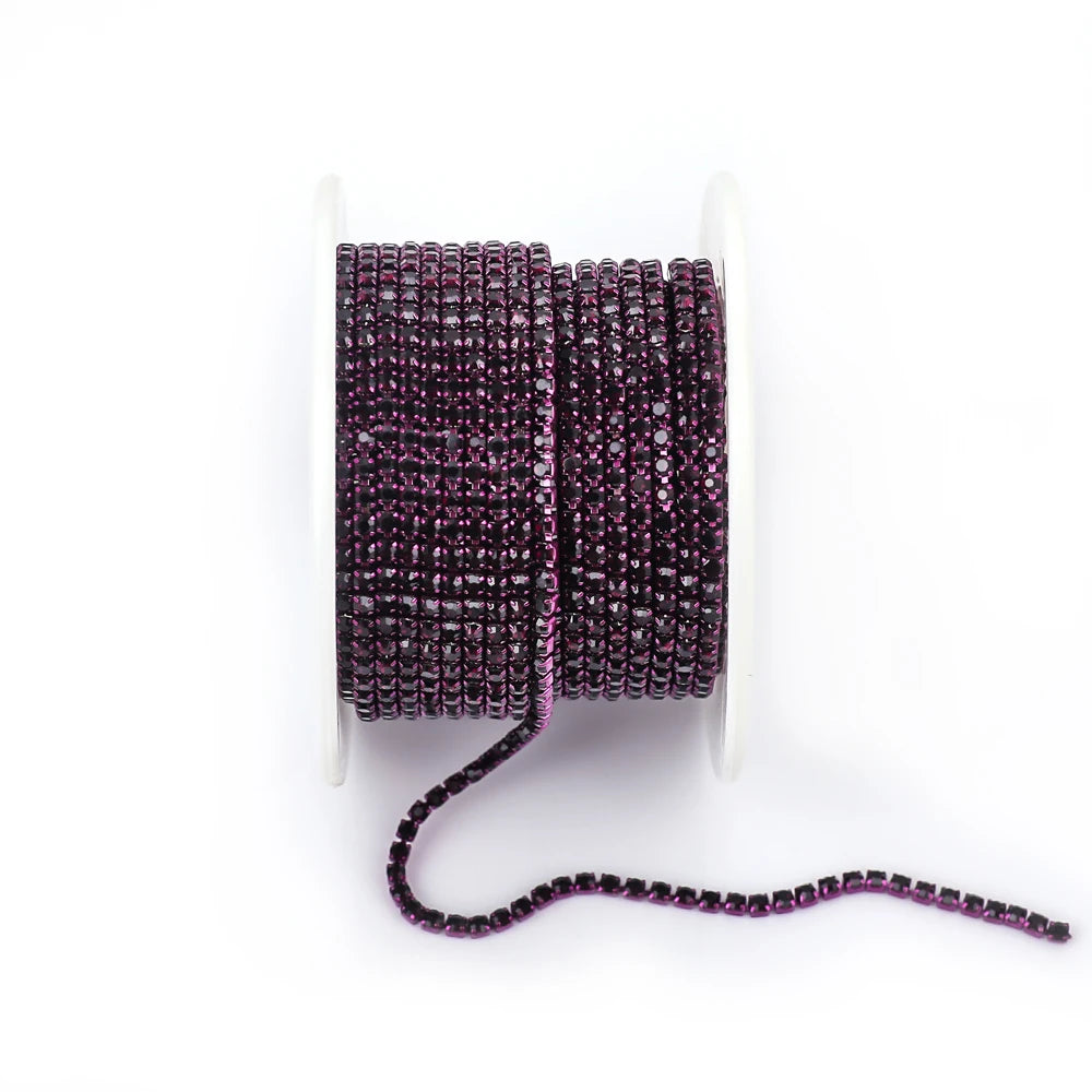 SS6 SS8 SS12 Sewing Red Glass Rhinestone Chain Trim Strass Cup Chain Crystal Ribbon Banding For Clothes DIY Crafts