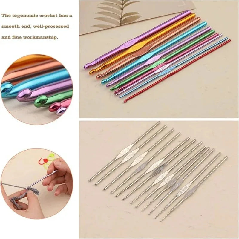 54 Pcs Crochet Needles Set, Knitting Needles Blunt Needles Stitch Marker Kit With Storage Case,DIY Hand Knitting Tools
