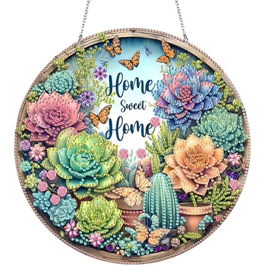 Acrylic Diamond Painting Home Decor 5D DIY Diamond Painting Dots Pendant Rhinestone Diamond Art Window Pendants for Window Decor