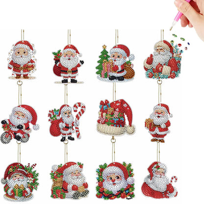 12Pcs Christmas Diamond Painting Keychain Kits