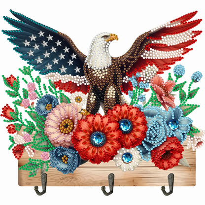 Wooden Eagle Flower Diamond Art Craft Wall Hooks Rhinestone Painting Coat Hook DIY Diamond Painting Art Hooks DIY Crafts Decor