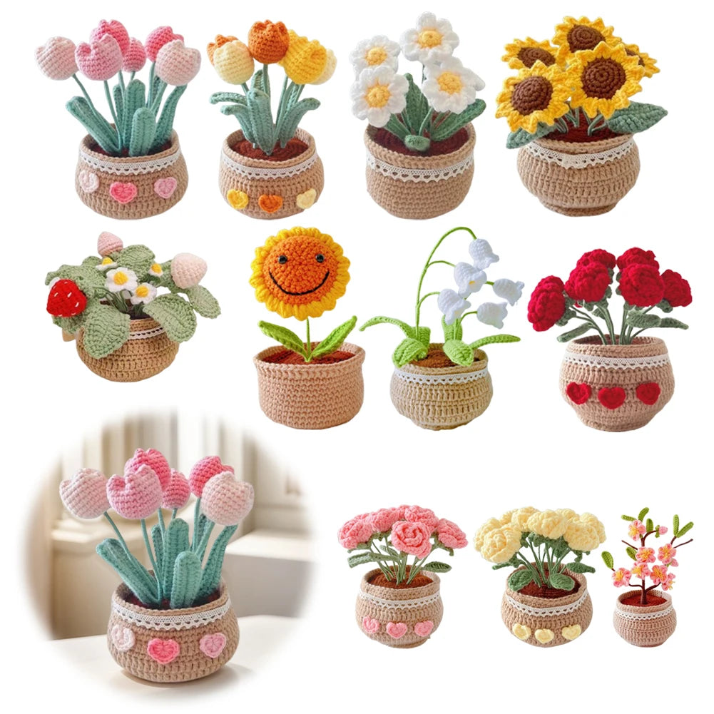 Crochet Kit DIY Tulip Flowers Plant Potted Crochet
