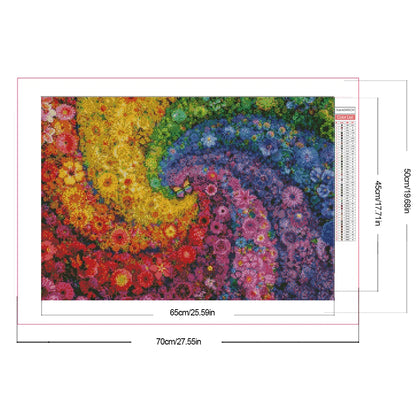 Flower Partial AB Diamond Round Drill DIY Diamond Painting Kit Decor 70x50cm