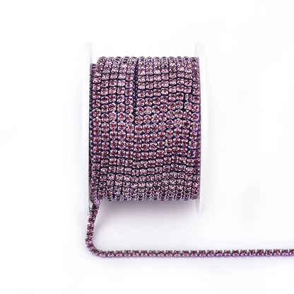 SS6 SS8 SS12 Sewing Red Glass Rhinestone Chain Trim Strass Cup Chain Crystal Ribbon Banding For Clothes DIY Crafts