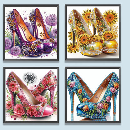 4PCS High Heel Special Shaped 5D DIY Partial Drill Diamond Art Kit for Adults