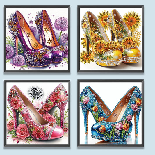 4PCS High Heel Special Shaped 5D DIY Partial Drill Diamond Art Kit for Adults