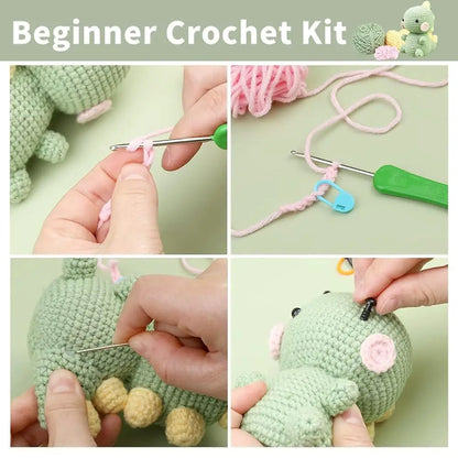 Beginners Crochet Kit, Crochet Animal Kit, Knitting Kit with Yarn, Polyester Fiber, Crochet Hooks, Step-by-Step Instructions