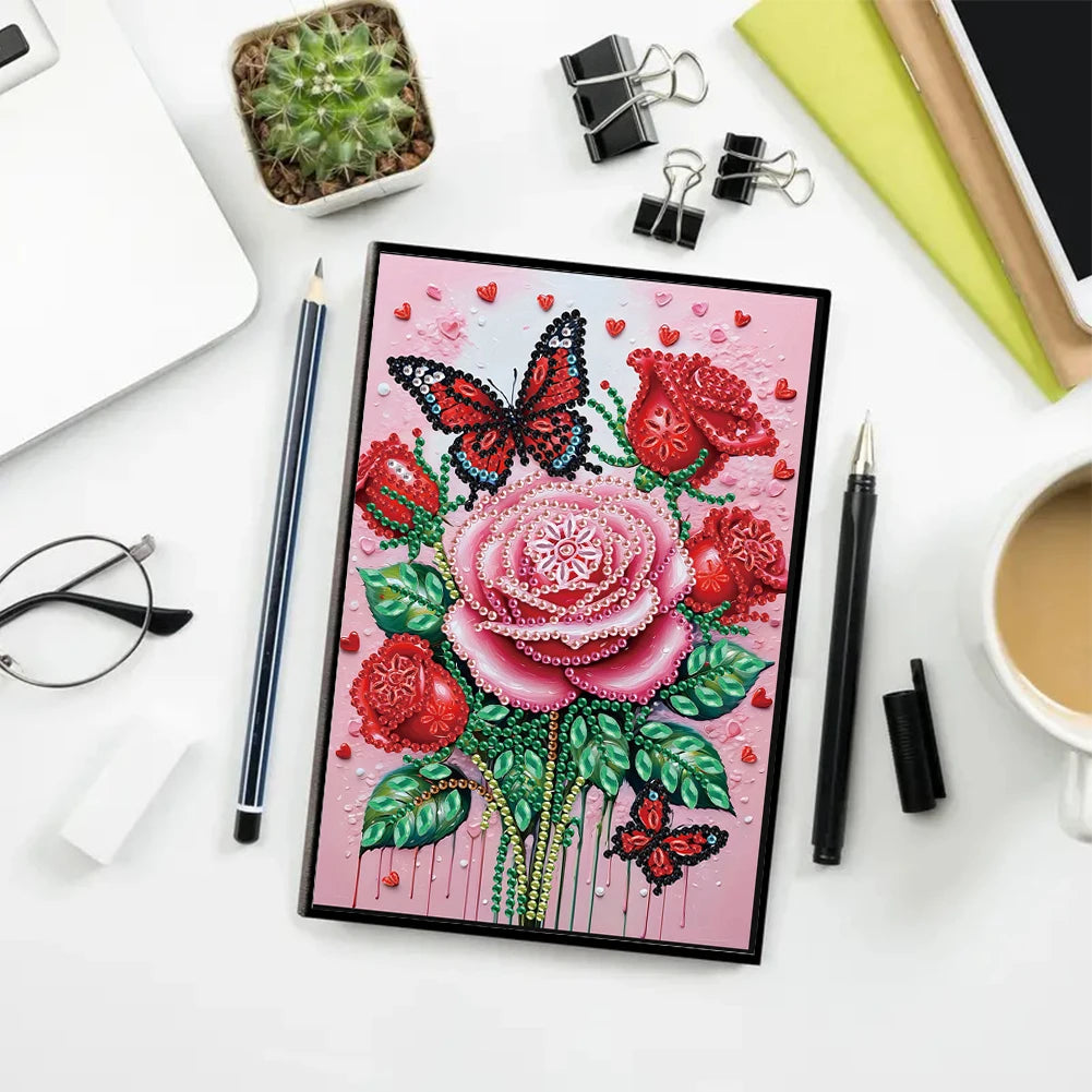 50-Page A5 Size Flower Animal Diamond Painting Diary Book