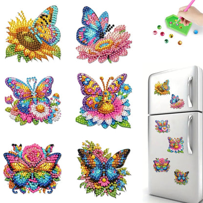 6Pcs Diamond Painting Kits DIY Diamond Art Refrigerator Magnets Diamond Art Magnets DIY Art Crafts for Adults Beginners
