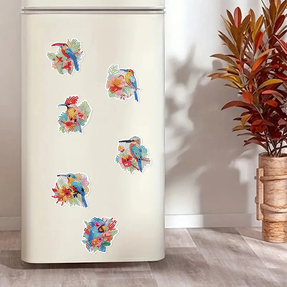 6Pcs Flower DIY Irregular Diamonds Diamond Painting Fridge Magnets Diamond Painting Magnets Kit for Refrigerator Mailbox Decor