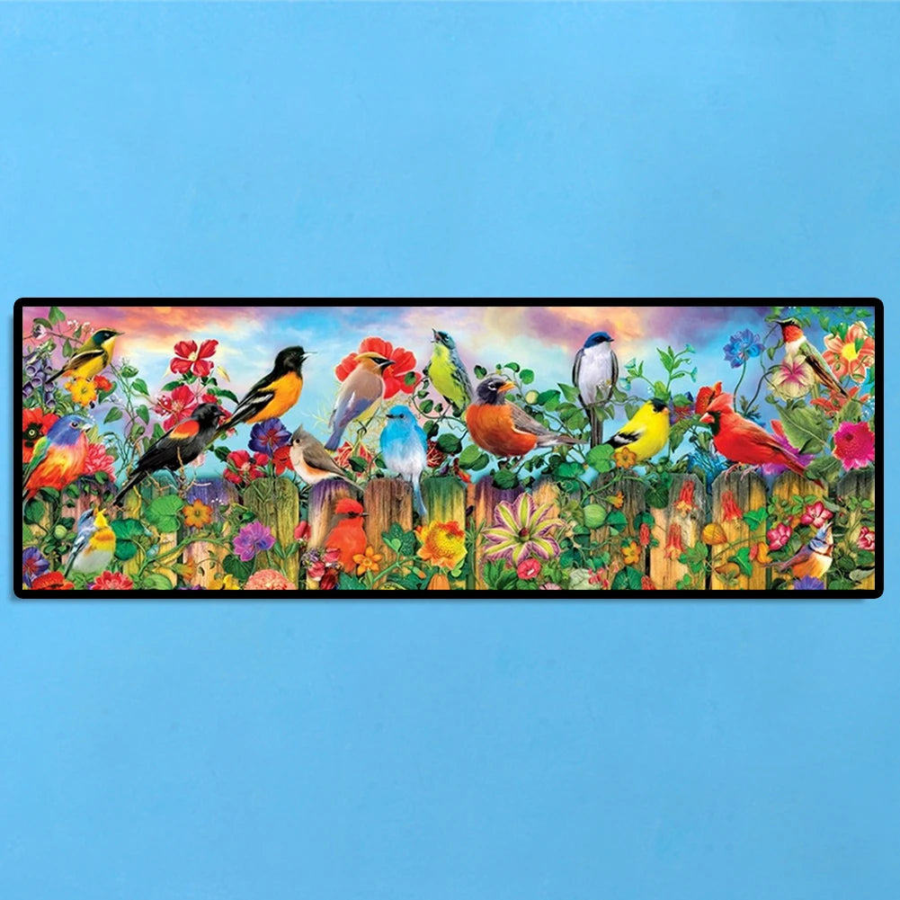 Diamond Embroidery Fence Birds Drawing DIY Rhinestone Mosaic for Wall Gifts