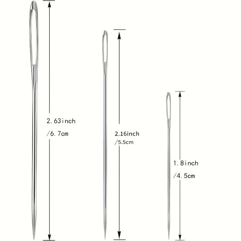 A set of 15 big-eyed sewing needles, for home hand sewing and quilting for the elderly