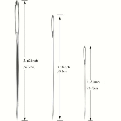 A set of 15 big-eyed sewing needles, for home hand sewing and quilting for the elderly