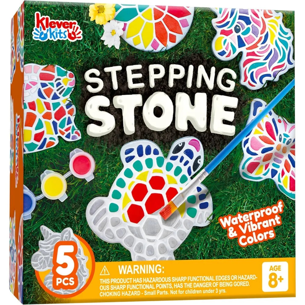JOYFY Kids Stepping Stones Painting Kit Paint 5 Garden Stones Ceramic Garden Decor for Kids Birthday Christmas Gifts